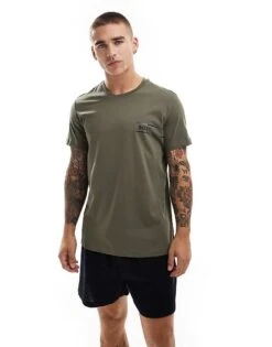BOSS Bodywear T-shirt In Khaki Green For Men Multi