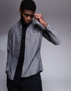 BOSS Orange Rickert Tonal Logo Oxford Shirt Regular Fit In Dark Green For Men