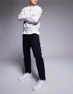 BOSS Orange Sisla-8-Cargo Trousers In Navy For Men