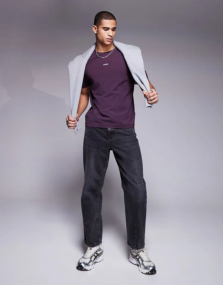 BOSS Orange TChup Central Logo T-shirt Relaxed Fit In Purple For Men - Image 4