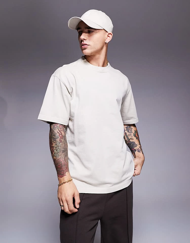 BOSS Orange Te_Dye Tonal Logo Overdye T-shirt Relaxed Fit In Beige For Men