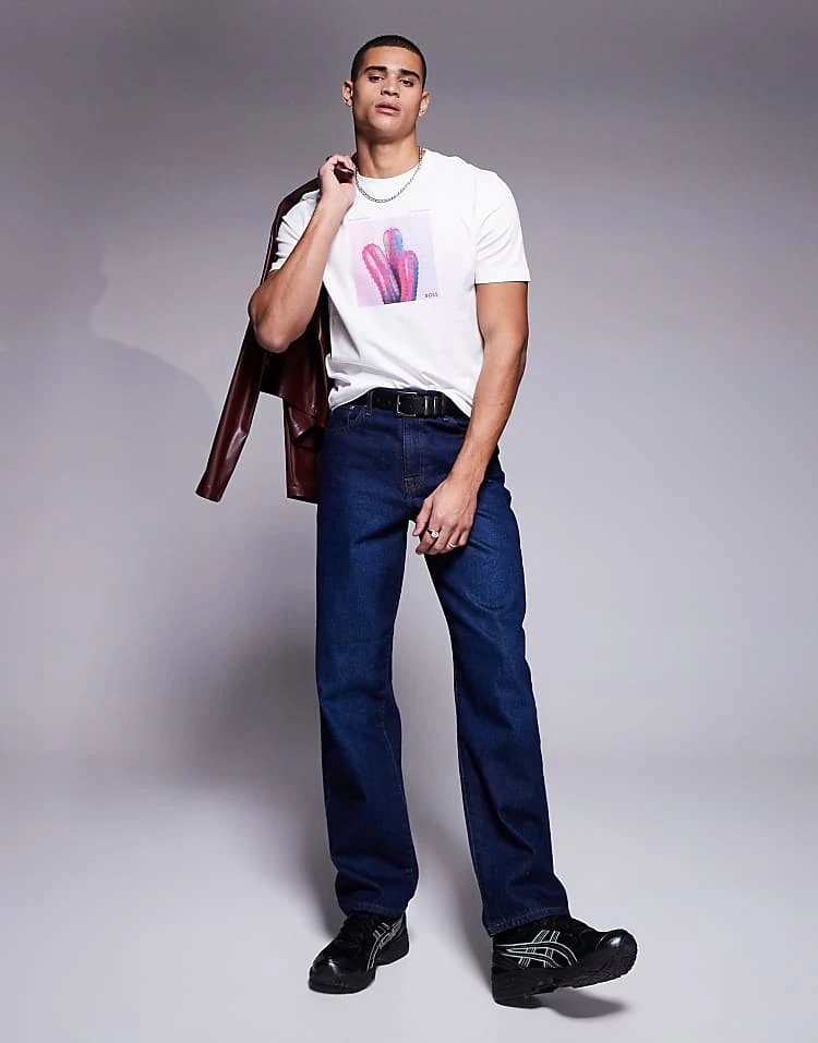 BOSS Orange Te_mextour Cactus Logo Print T-shirt Regular Fit In White For Men - Image 2