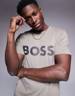 BOSS Green Tape Logo T-shirt Regular Fit In Mid Green For Men