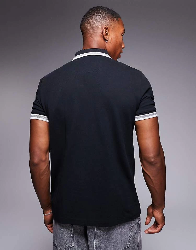 BOSS Green Paddy Logo Tipped Pique Polo Regular Fit In Black For Men - Image 2