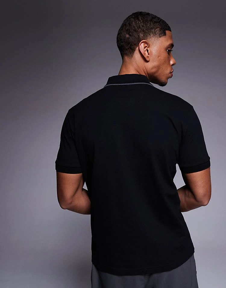 BOSS Green Philix Tape Zip Neck Pique Polo Regular Fit In Black For Men - Image 2