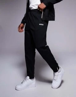 BOSS Green Hadiko Cuffed Joggers Regular Fit In Black CO-ORD For Men