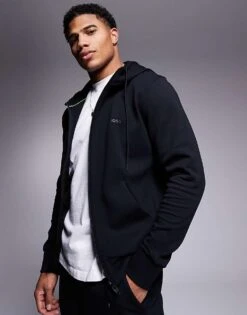 BOSS Green Saggy Full Zip Hoodie Regular Fit In Black CO-ORD For Men