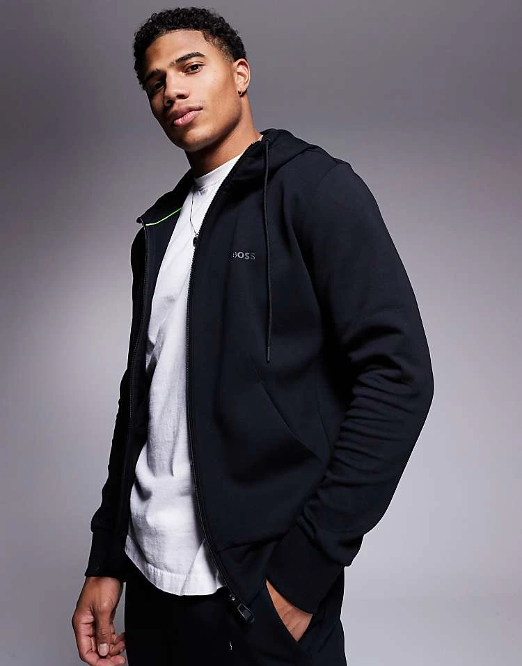 BOSS Green Saggy Full Zip Hoodie Regular Fit In Black CO-ORD For Men