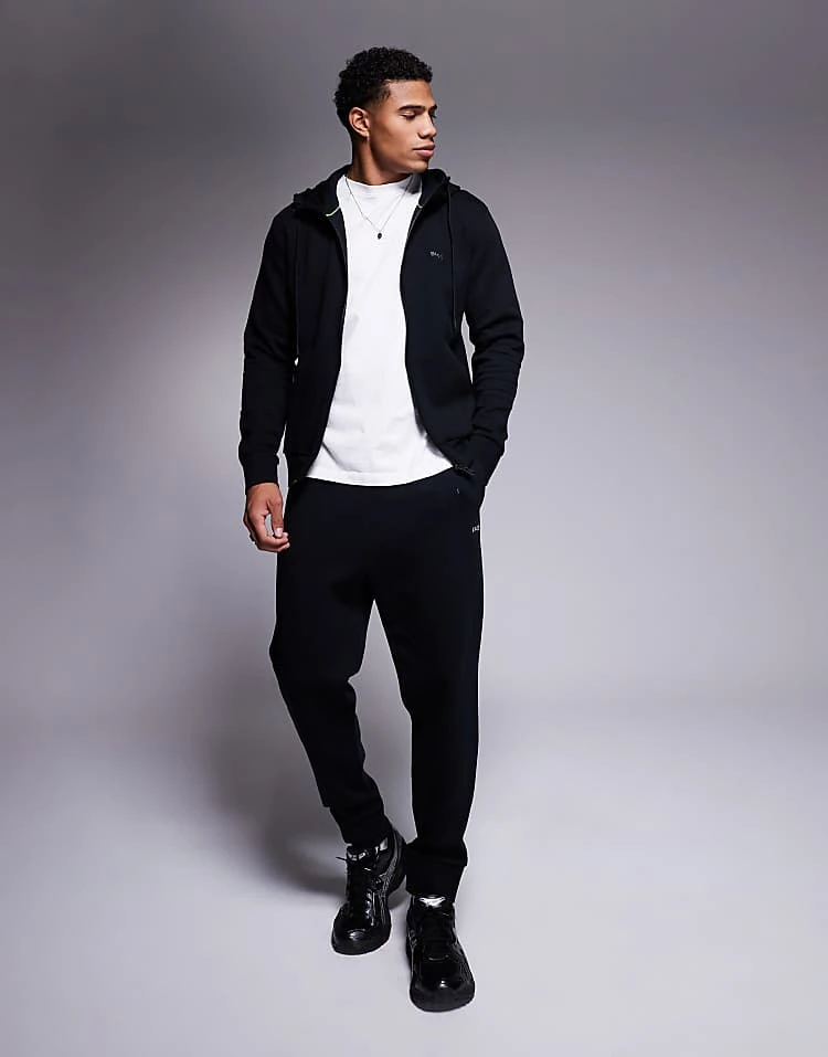 BOSS Green Saggy Full Zip Hoodie Regular Fit In Black CO-ORD For Men - Image 3