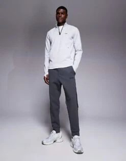 BOSS Green Hadiko Tape Cuffed Joggers Regular Fit In Dark Grey For Men