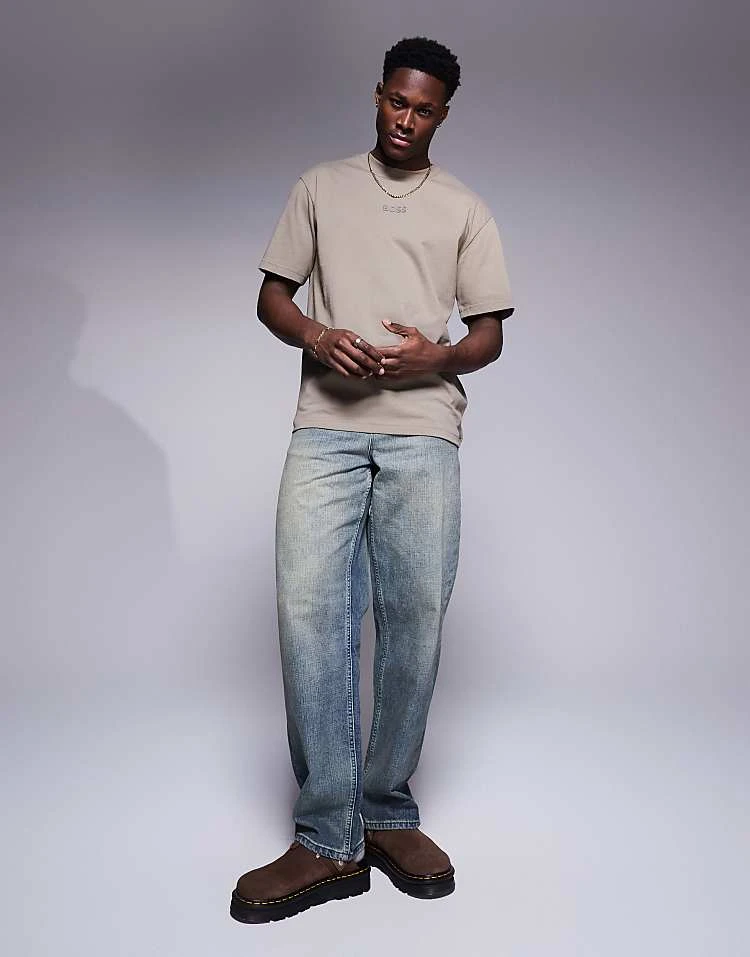 BOSS Green 10 Central Logo T-shirt Oversized Fit In Mid Green For Men - Image 3