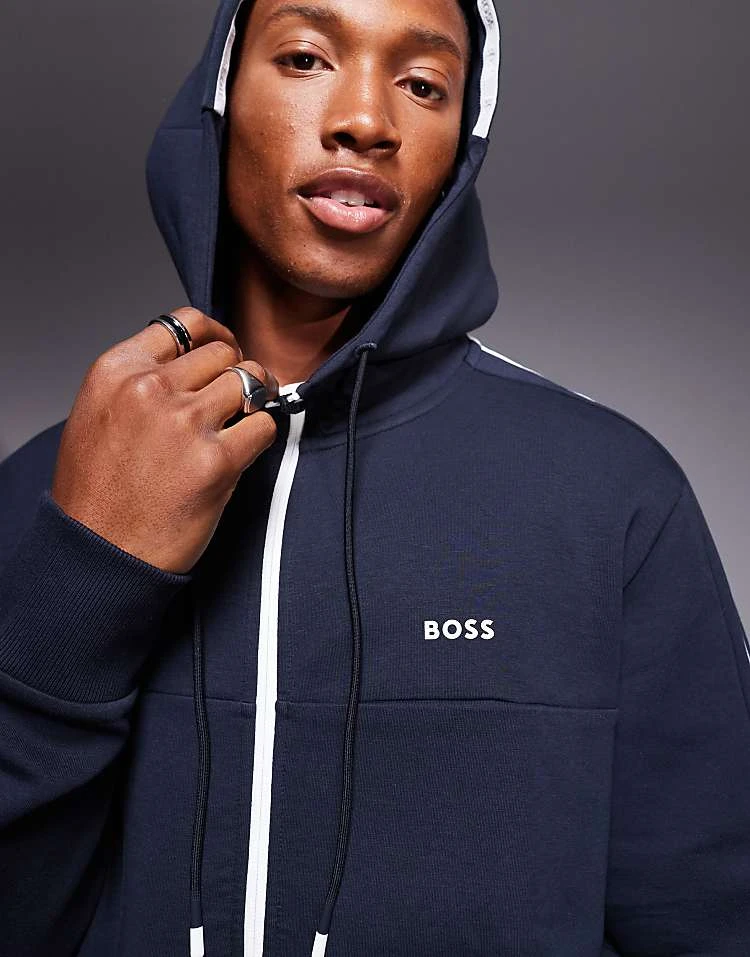 BOSS Green Saggy Full Zip Hoodie Regular Fit In Navy CO-ORD For Men - Image 2