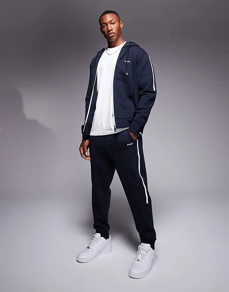 BOSS Green Saggy Full Zip Hoodie Regular Fit In Navy CO-ORD For Men - Image 3