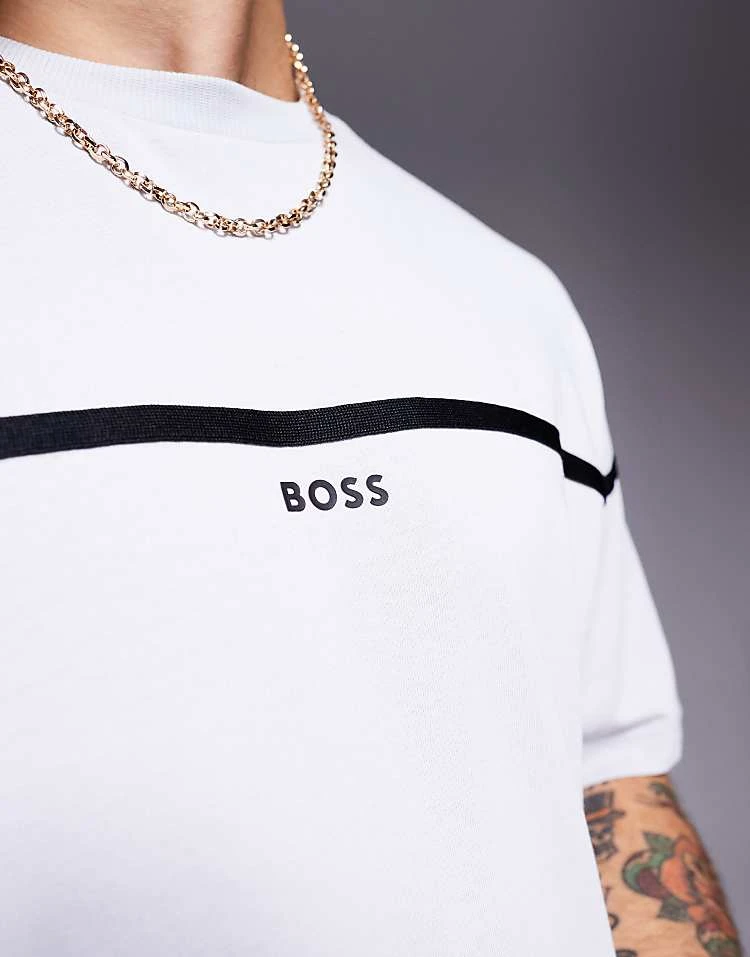 BOSS Green Tercy Tape Central Logo T-shirt Relaxed Fit In Light Grey For Men - Image 4