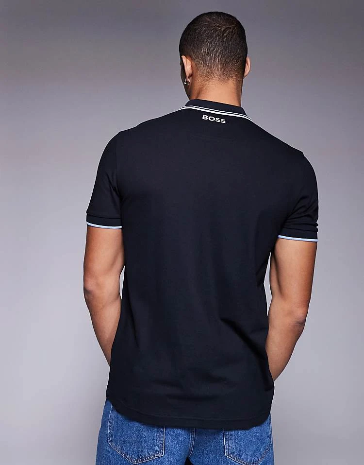 BOSS Green Paddy Pro Tipped Pique Polo Regular Fit In Navy For Men - Image 3