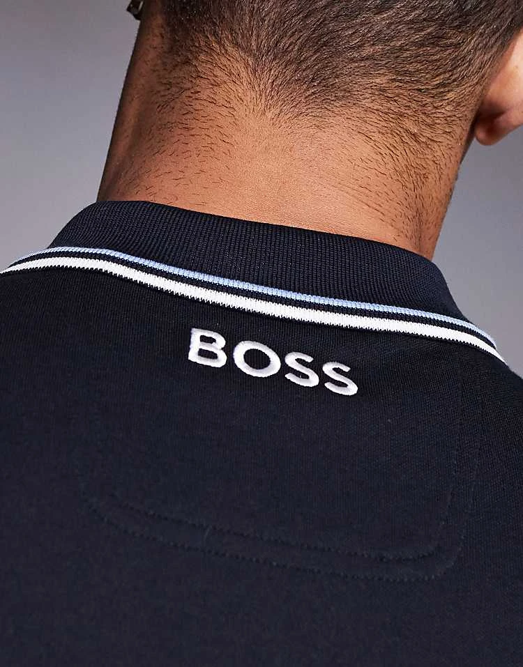 BOSS Green Paddy Pro Tipped Pique Polo Regular Fit In Navy For Men - Image 4