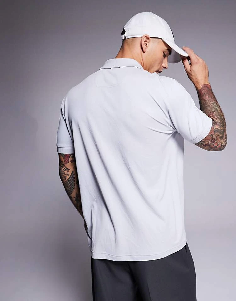 BOSS Green Paddy DropNeedle Box Logo Pique Polo Regular Fit In Light Grey For Men - Image 4