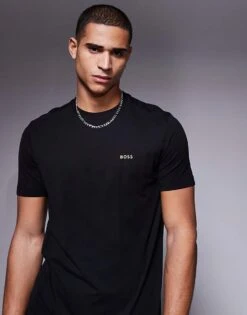 BOSS Green Logo T-shirt Regular Fit In Black For Men