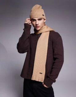 BOSS Orange Boss Albas Scarf In Tan For Men
