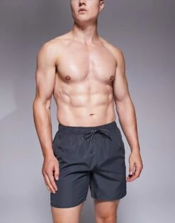 BOSS Bodywear BOSS Dive Box Logo Swim Shorts In Charcoal For Men