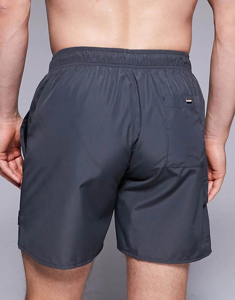 BOSS Bodywear BOSS Dive Box Logo Swim Shorts In Charcoal For Men - Image 2