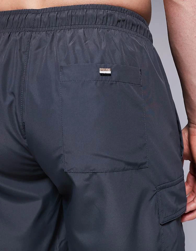 BOSS Bodywear BOSS Dive Box Logo Swim Shorts In Charcoal For Men - Image 3