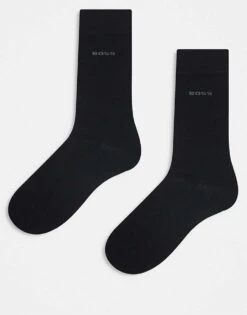 BOSS Orange BOSS Bodywear Bamboo Mix 2 Pack Logo Socks In Black For Men