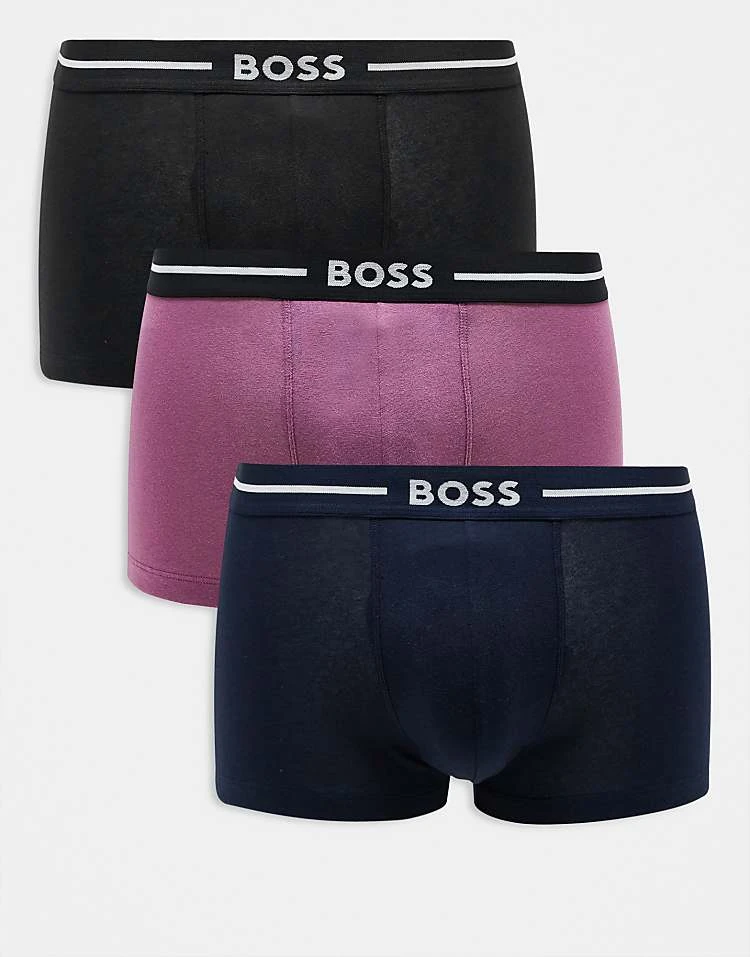 BOSS Bodywear Bold 3 Pack Logo Waistband Trunks In Rose/navy/black For Men - Image 4