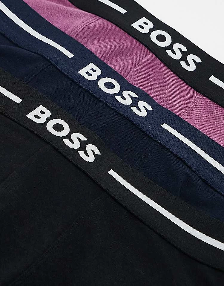 BOSS Bodywear Bold 3 Pack Logo Waistband Trunks In Rose/navy/black For Men - Image 2