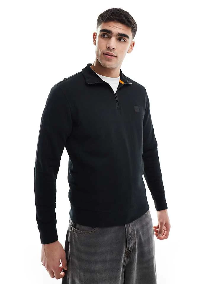 BOSS Orange Zetrust Half Zip Sweatshirt In Black For Men - Image 5