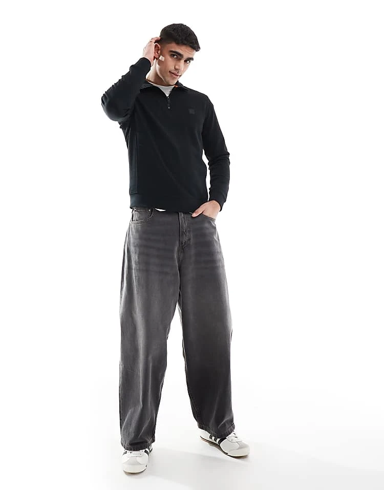 BOSS Orange Zetrust Half Zip Sweatshirt In Black For Men - Image 4