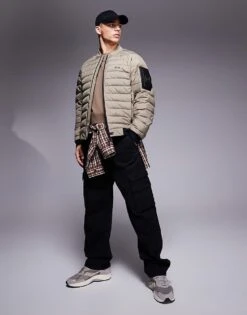 BOSS Green Ordos Lightweight Puffer Bomber In Mid Green For Men