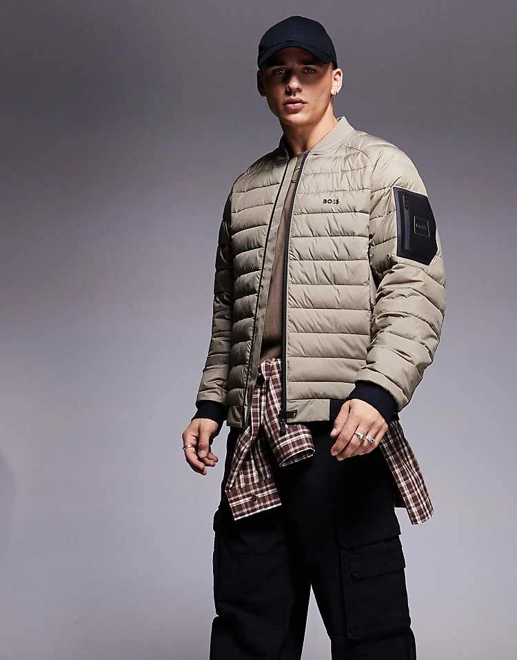 BOSS Green Ordos Lightweight Puffer Bomber In Mid Green For Men - Image 2