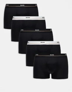BOSS Bodywear 5 Pack Of Trunks In Black For Men