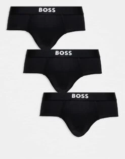 BOSS Orange Boss Bodywear 3-pack Front Icon Logo Hipster Briefs In Black For Men