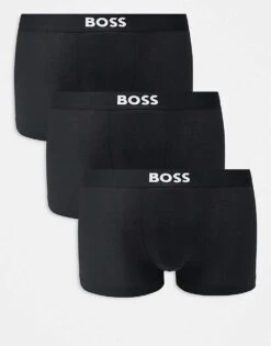 BOSS Orange Boss Bodywear 3-pack Front Icon Logo Trunks In Black For Men