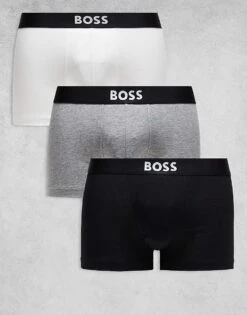 BOSS Orange Boss Bodywear 3-pack Front Icon Logo Trunks In Black, White And Grey For Men Assorted Pre