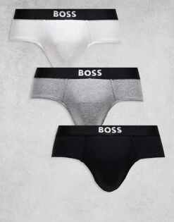 BOSS Orange Boss Bodywear 3-pack Front Icon Logo Hipster Briefs In Black, White And Grey For Men Assorted Pre